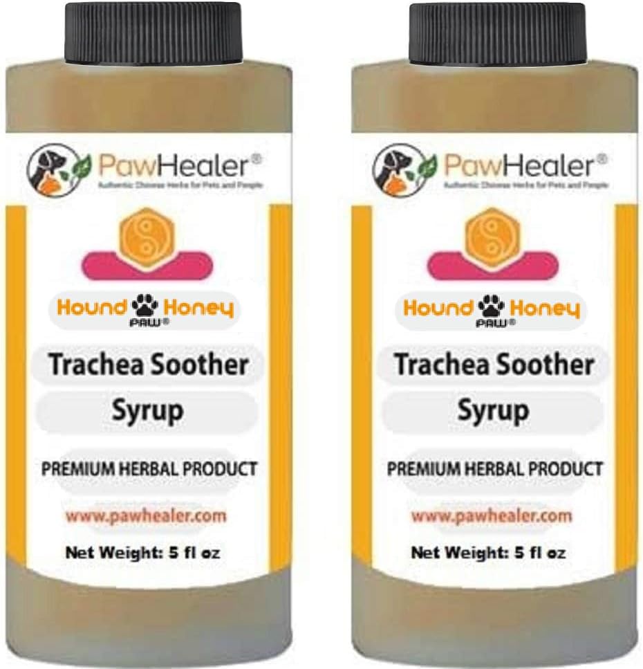 PawHealer Trachea Soother Syrup 2PAK Hound Honning - Naturlig Herbal Remedy for symptomer på kollapset Trachea - smaker godt - lett å administrere (5 fl oz / ea) ...