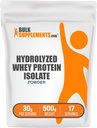 BulkSupplements.com Hidrolizēts sūkalu proteīns Izolāta pulveris - sūkalu izolāta proteīns - nepārziepjojams un lipeklis bez, 30g uz vienu Kalpo, 500g (1.1 mārciņas) (iepakojums no 1)