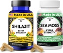 Lunakai USA Made Shilajit & Sea Moss Capsules Bundle with Ashwagandha, Black Seed Oil & Rhodiola forStrength & Immune Support, 60ct Every