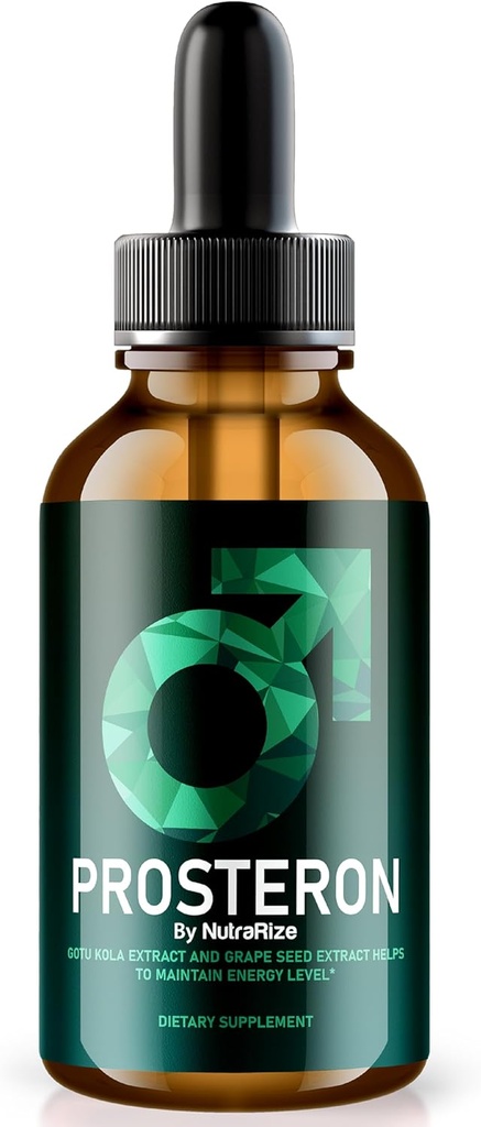 NutraRize Prosteron Drops, All-Natural Prostate Health Supplement, Premium Vitamina para apoiar unha circulación saudable, Official Prosteron Formula Reviews (30 Servizos)