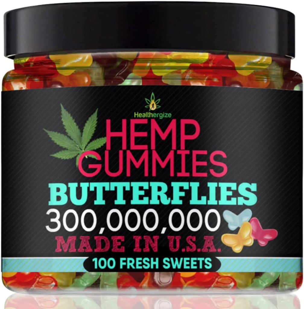 Gummies Premium-Delicious Butterflies Gummy Bear Edibles-Fresh Fruity Flavors-Natural Candy Peace and Relaxation-for Sleep, Calm, Relax-Made in USA-100 Count