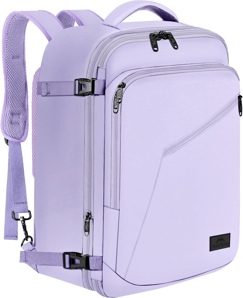 MATEIN Viseld a hátizsákot a nőknek, 40L Nehéz vám Utazás Hátizsákos Repülő Engedélyezett, Excandable Simple Fashion Daypack, Gyakori Utazási ajándékok, Light Purple