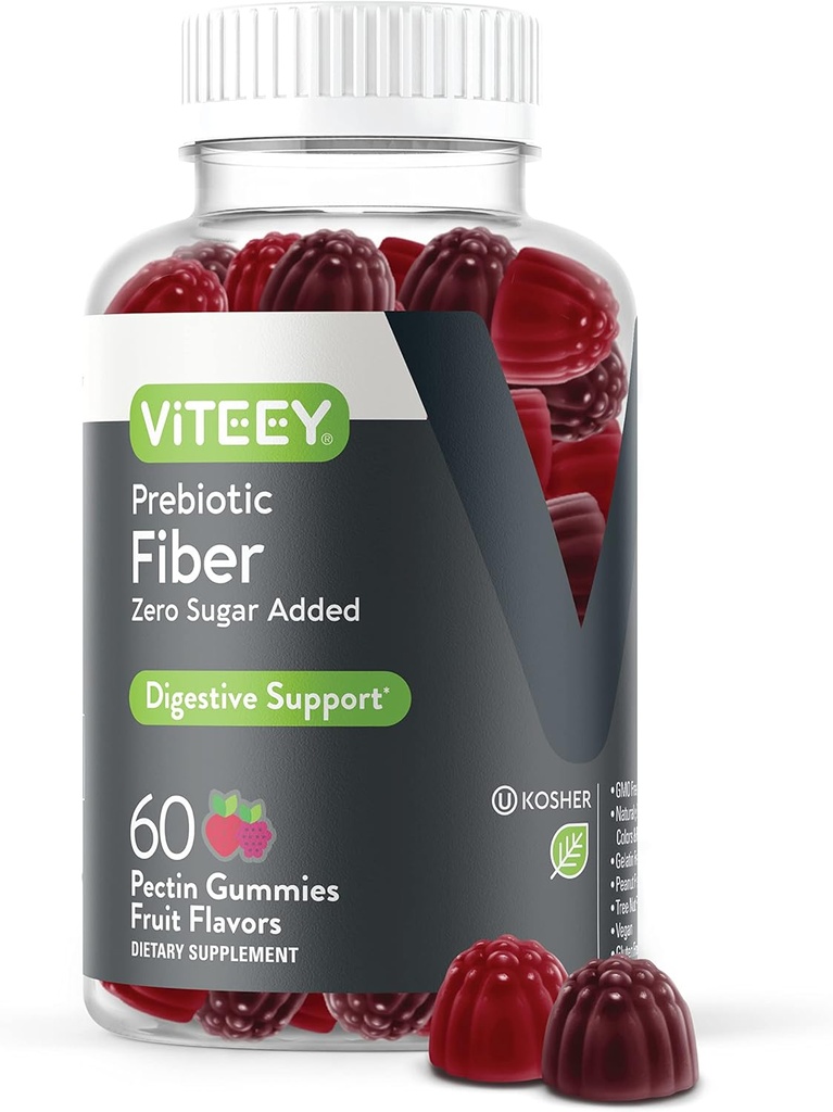 Vitey Proative Fiber Gummies for mans, 4g - Guat Health & Diestive Soluble Fiber Supplement Gummies - Zero Sween เพิ่ม เวก้า, Gluten-Frees - 60 เคานต์