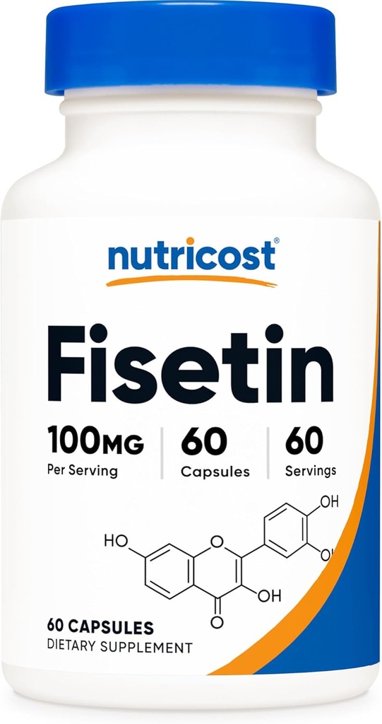 Nutricost Fisetin Capsules 100mg, 60 Capsules - Polull Antioxint - No-GMO, Guten Free, i Vegan Amily suplementari