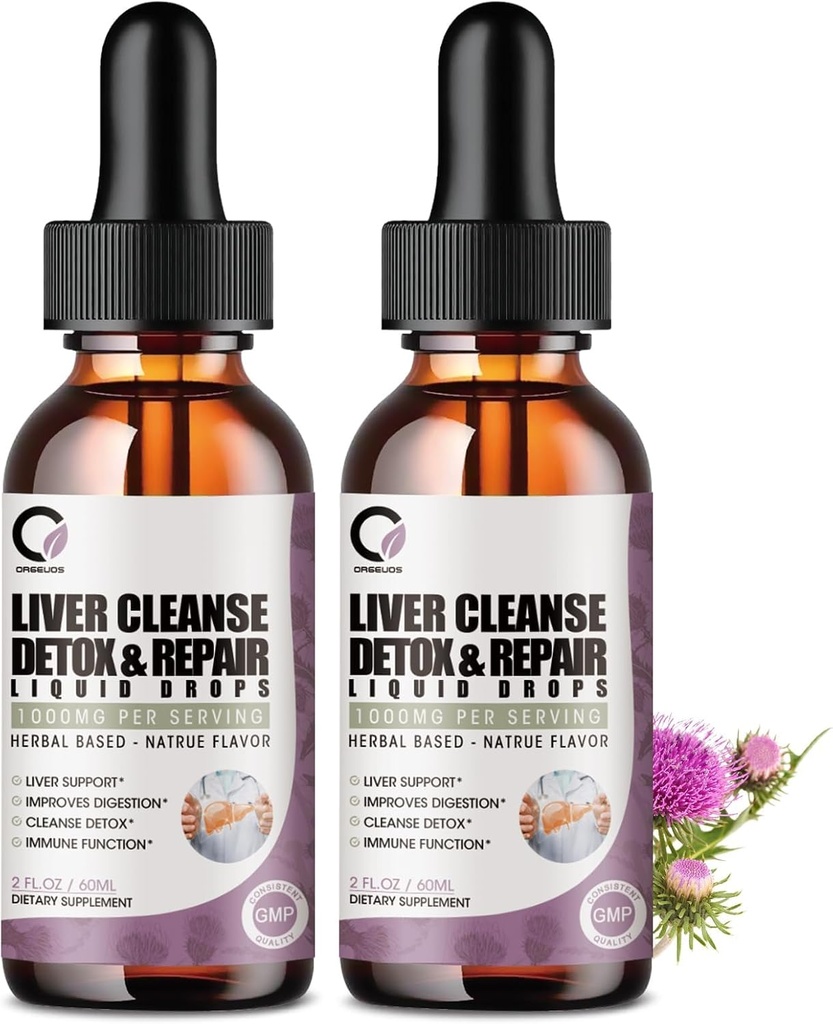 4 Fl Oz - Lever rense Detox & reparation flydende dråber - 1000 mg mælk tidsel ekstrakt dråber supplement til lever rense & afvænning, antioxidant, fordøjelsesstøtte