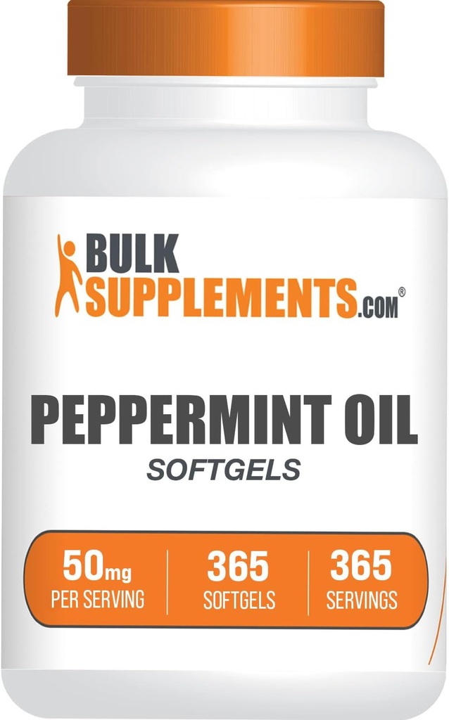 BulkSupplements.com Peppermint Oil Softgels - Peppermint שמן גלולות, Peppermint שמן קפסולות 50 מ"ג - Gluten Free, 1 Softgel לכל המשרת, 365 Count (Pack of 1)