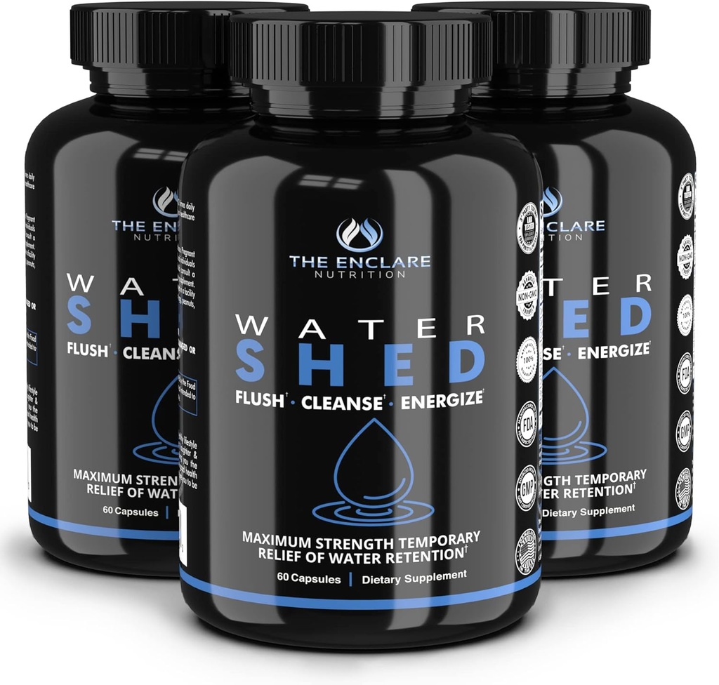 THE ENCLARE NUTRITION|Water Pills Diuretic for Water Retention, Detox, Liver, Kidney, Weight, Swelling/Bloating Relief. Green Tea, Cranberry, Apple Cider Vinegar, Dandelion, Vitamin B6, Chloride (3)