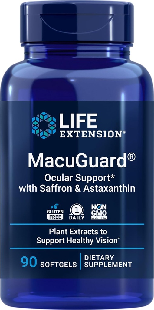 Predĺženie života MacuGuard Ocular Support 90 softgels with Saffron & Astaxantin