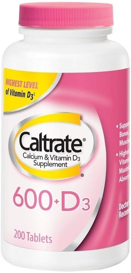 Caltrate 600+d Calcium Supplement med vitamin D tabletter, 200 Ea (Pack of 3)
