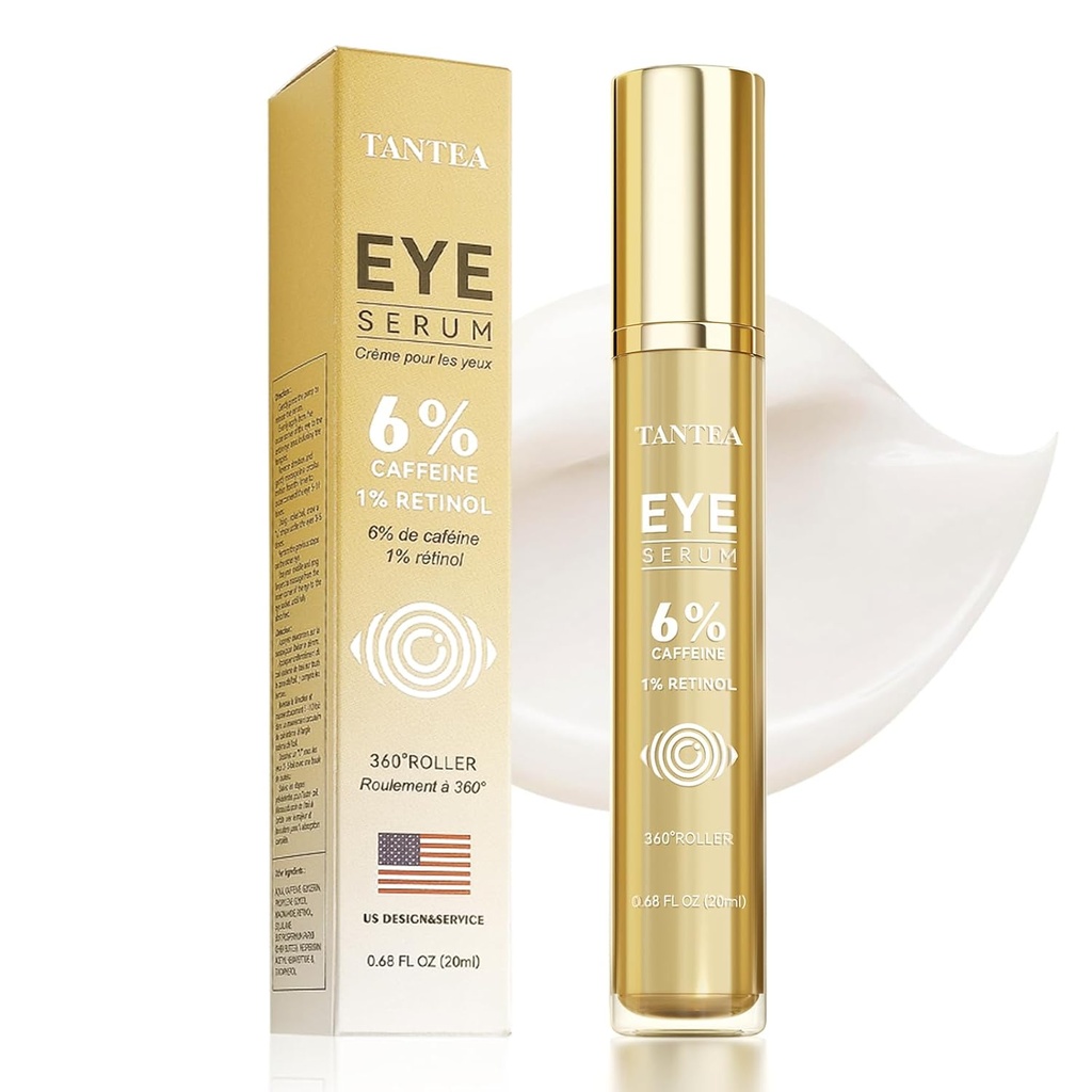 6% Caffeine Eye ครีมสําหรับ Puffyyes & Dark Circles, Eye Serum with 1% Retinol for Winkles backs instand-Alling