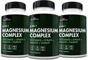 BioSchwartz Magnesio Konplexua (3 Pack) 350mg Magnesium Glycinate Citrate Malate eta Taurate Per Nerves Muscles Heart Sleep Support (Vegan, Gluten-Free, Ez-GMO)