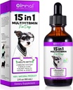 Kutya Multivitamin Liquid - 15 in 1 Kutya Vitaminok Multivitamin, Support Skin & Coat, Szív, Csontok és közös egészség, Pet Vitaminok és kiegészítők (2 Fl Oz)