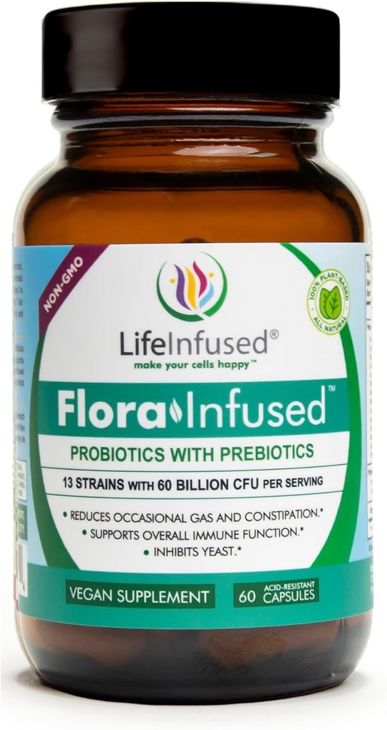 Life Infuzed - Flora Infuzat Probiotice cu prebiotice  Vegan - 60 capsule