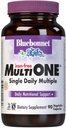 Bluebonnet Nutrition Multi One (Iron Free) Gemüsekapseln, komplettes Spektrum Multiple, B Vitamine, allgemeine Gesundheit, Gluten & Milch kostenlos, Kosher, 3 Monate Versorgung, Weiß, 90 Zähler