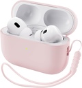 ORNARTO Compatible with AirPods Pro 2 Case 2022, Full Protective Hybrid Silicone for AirPods Pro 2nd Generation Case, Front LED Visible Skin Cover-Pink
