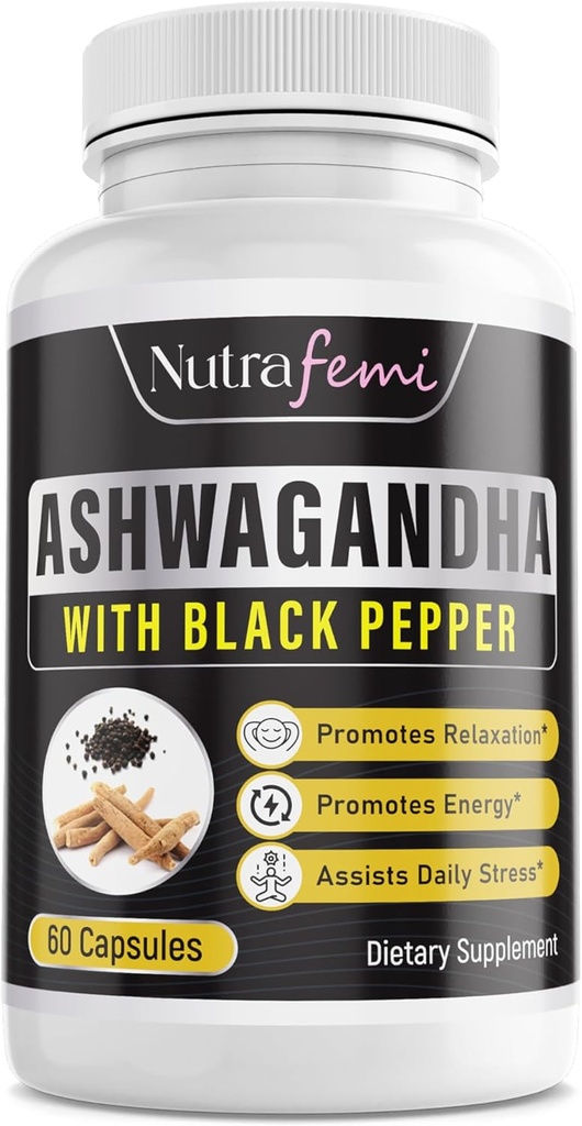 Imporved Absored üçün Black Pepper ilə Organic Ashwagandha. Stresin qarşısı, Enerji səviyyələrini artırın və dəstəkləyir