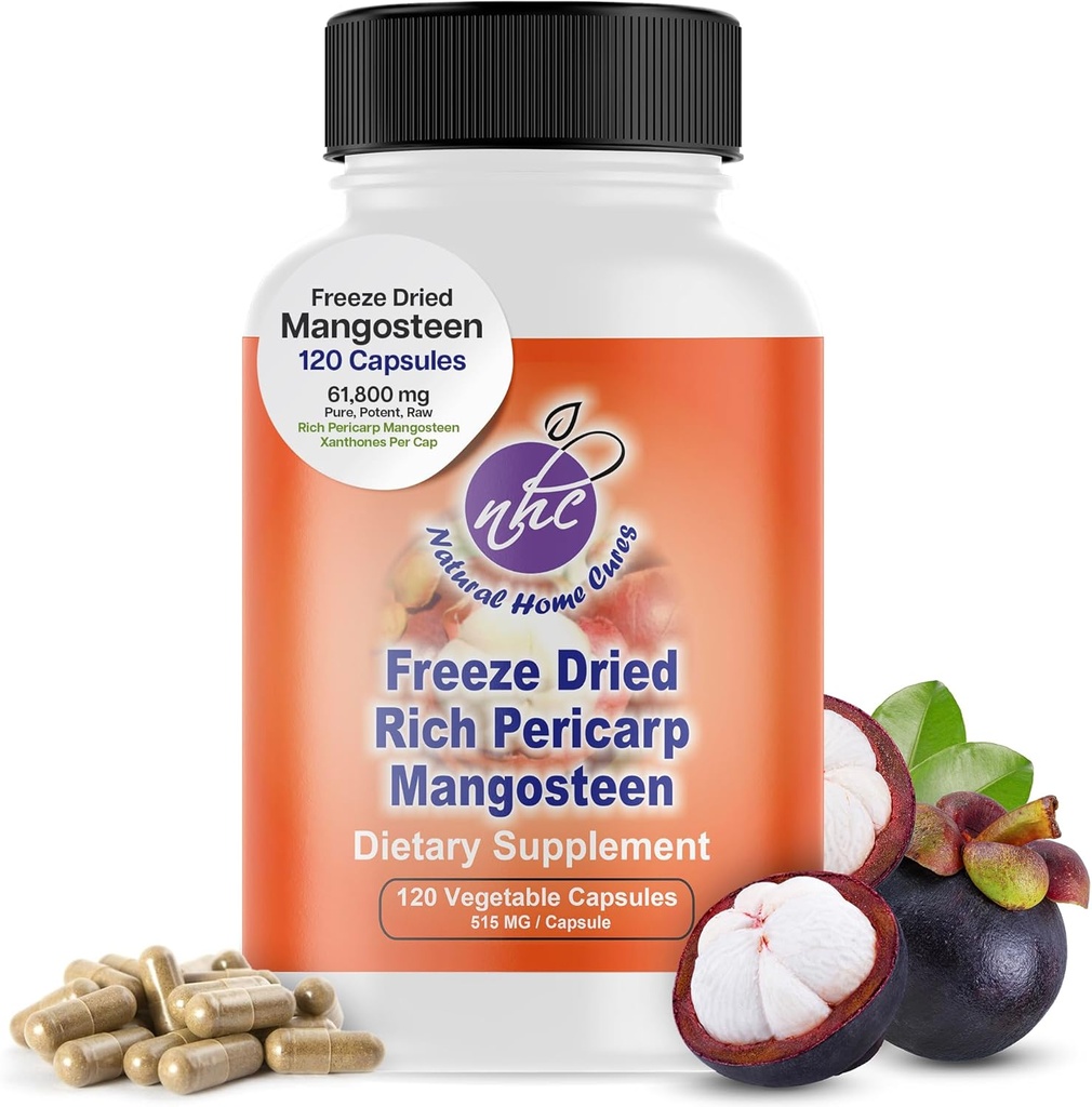 Mangosteen Pericarp Capsules – Organic Freeze Dried Powder Strength, Ricco in 56+ Potenti Xanthones & Flavonoidi, Alto ORAC – 120 capsule vegetali