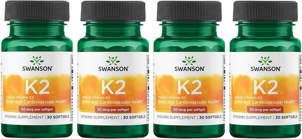 Swanson Natural Vitamin K2 (Menaquinone-7 von Natto) 50 mcg 30 Sgels (4 Packung)