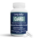 LongJuvity Calcium Alpha-Ketoglutarate Time Release AKG Supplement (1,000mg Per Serving) - Gut Health, Bone Health, Anti Aging & Longevity - Independently Lab Tested (60 Enteric Coated Capsules)