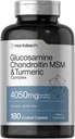 Horbäach Glucosamine Chondroitin MSM | 4050 mg | 180 kapler | med turmerisk | trippel styrke formel | Ikke-GMO & Glutenfri Supplement