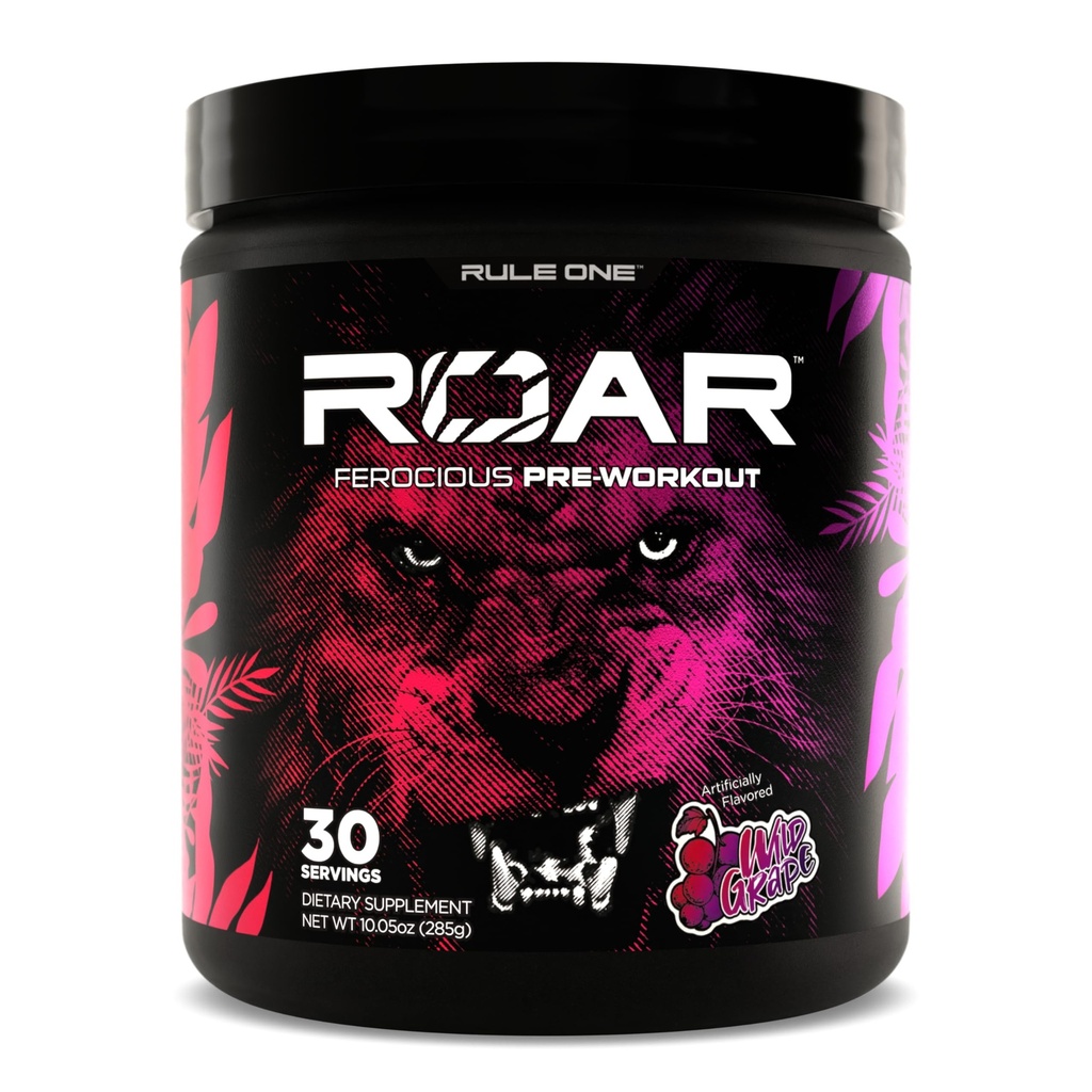 Rule 1 Proteins R1 Roar - Pre-Workout Powder with Creatine, Beta-Alanine, Citrulline, Electrolytes & Caffeine (30 Servings, Wild Grape)