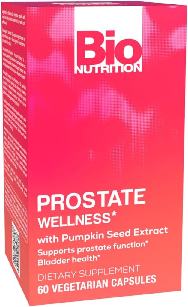 Bio Nutrition Prostate Wellness Support Supplement 60 Vegetariska kapslar | Naturlig formel för Mäns hälsa