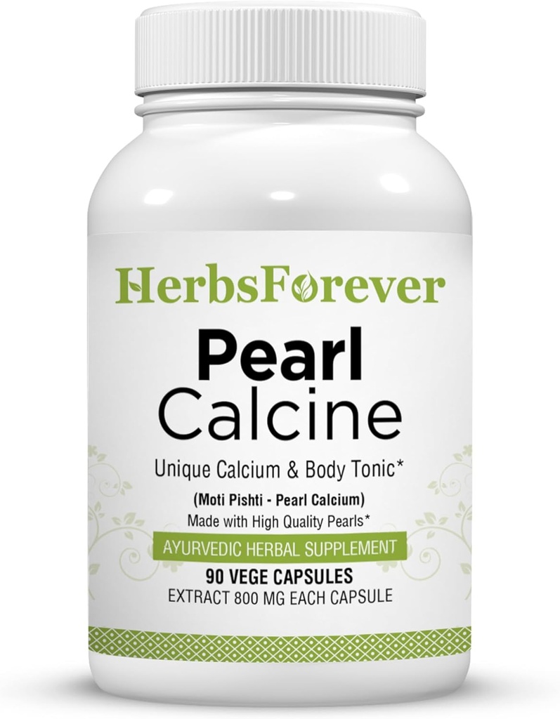 Herbsforever Pearl Calcine Cápsulas Suplemento ósseo promove ossos saudáveis e dentes fortes 90 Cápsulas