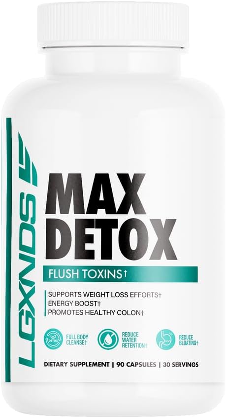 Max Detox – Full Body Cleanse, Su Retention'ı azaltın, Bloating Dietary Supplement - 60 Capsules, 30 Hizmet