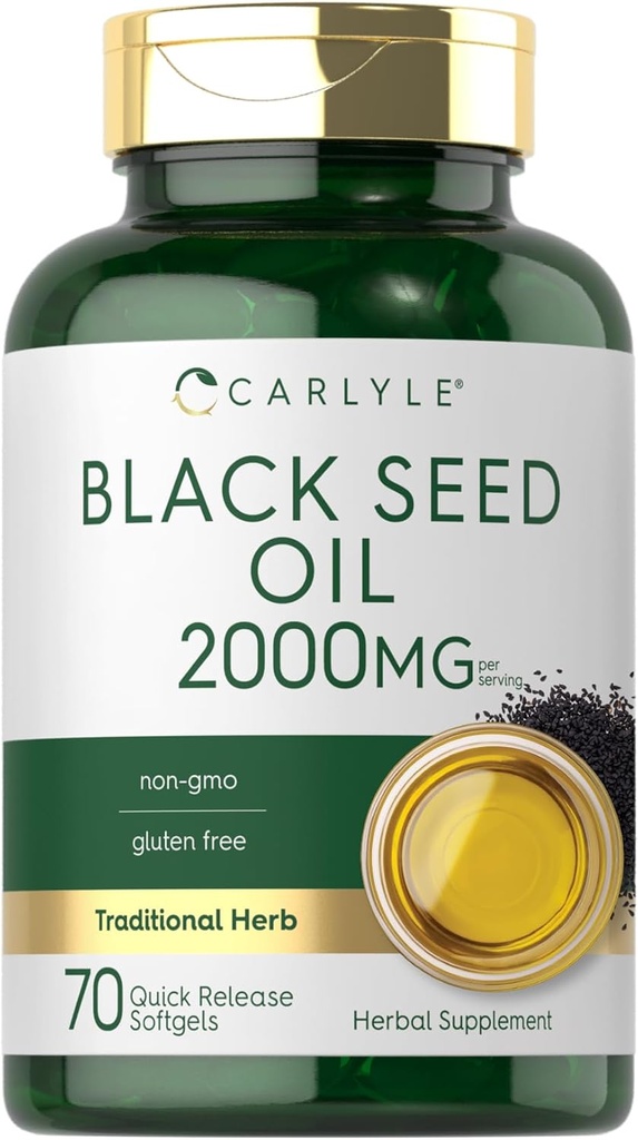 Carlyle Black Seed Oil Softgel Kapseln | 2000mg | 70 Pillen | für Frauen und Männer | Non-GMO, Gluten Kostenlose Kräuterergänzung