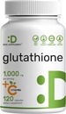 Glutationi Supplement 1000 mg per Serving, 98% Puhtaus C 500 mg Plus C-vitamiini, aktiivinen alennettu muoto (GSH) .