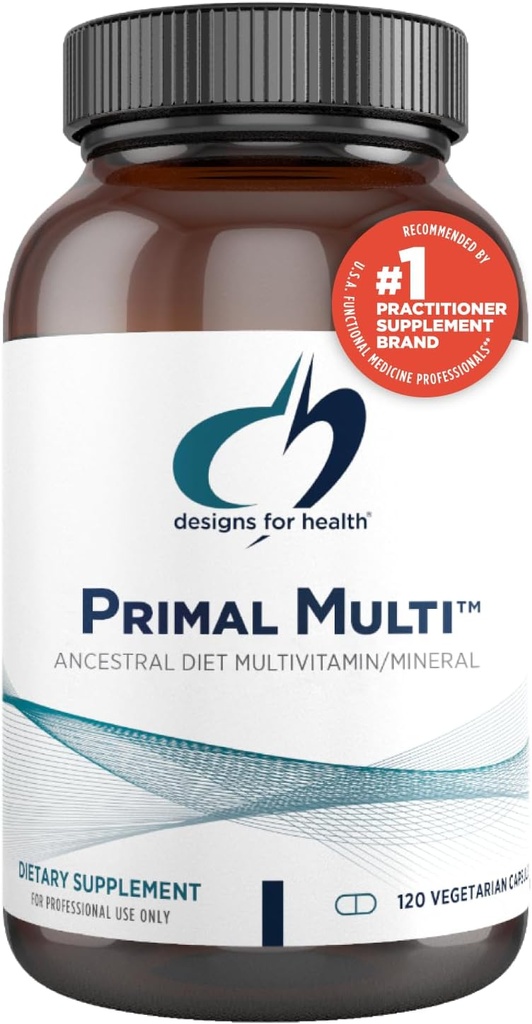 Dizainas sveikatos Practical Multi - Paleo- Friendly Multivitaminų priedas su folate, Tocotrienols, Lutein + Brokolian Seed, Immune Support Vitaminai D (2000 TV), C + Cinkas (120 kapsulės)