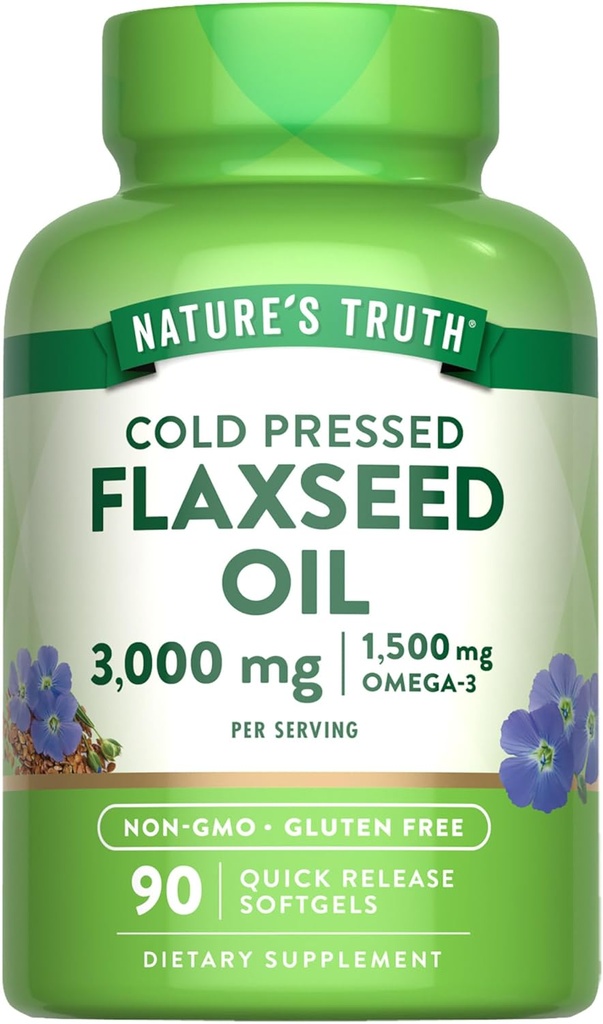 Nature 's Truth Flaxseed Oil Softgels 124; 90 Count 124; Cold Press, Non-GMO & Gluten Free Suplemen