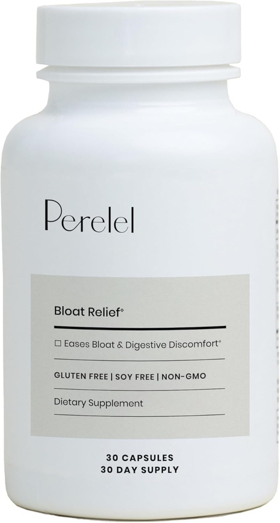 Perelel Digestive Health Supplement with Organic Ginger, Lemon Balm, & Fennel, to Support Gut Health & Digestive Comfort, Botanical Supplement for Women & Men, Soy, Dairy & Gluten Free, 30 Pills