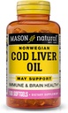 MASON NATURAL Cod Liver Oil Plus Vitamin A ' D3 - Healthy Heart and Brain Function, improved Immunity, Supports Overall Health, 100 Softgels
