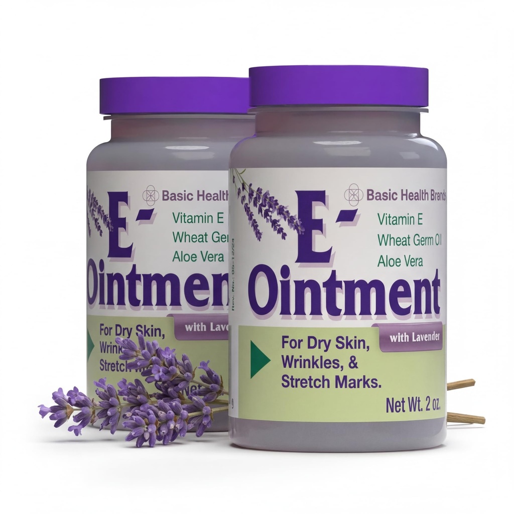 Basic Brands - Vitamin E Ointment with Lavender - 2oz - Moisture Enhancing - 2-Pack