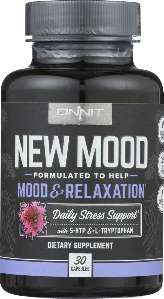 Onnit New Mood Diyetary Supplement, Mood & Relaxation, Daily Stress Support, Gluten Free, 30 Capsules
