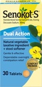 Senokot-S Dual Action Natural Vegetable Laxative Ingredient Plus Stool Softener Tabletid, Docusate Naatrium, Senna kontsentraat, õrn, Üleööline leevendus juhuslikust kõhukinnisusest, 30 ct