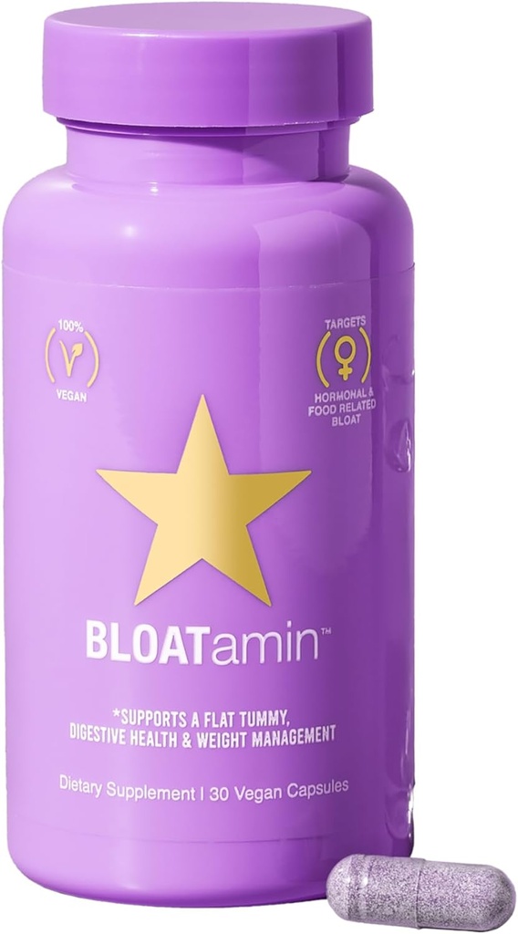 HAIRtamin BLOATamin - Vegan Synergistic Blend | Bloating Relief Supplement Capsule | Men & Women | Bloating Relief, Gas Stomach Pain, Water Retention, Discomfort (1-Pack)의 소화 효소