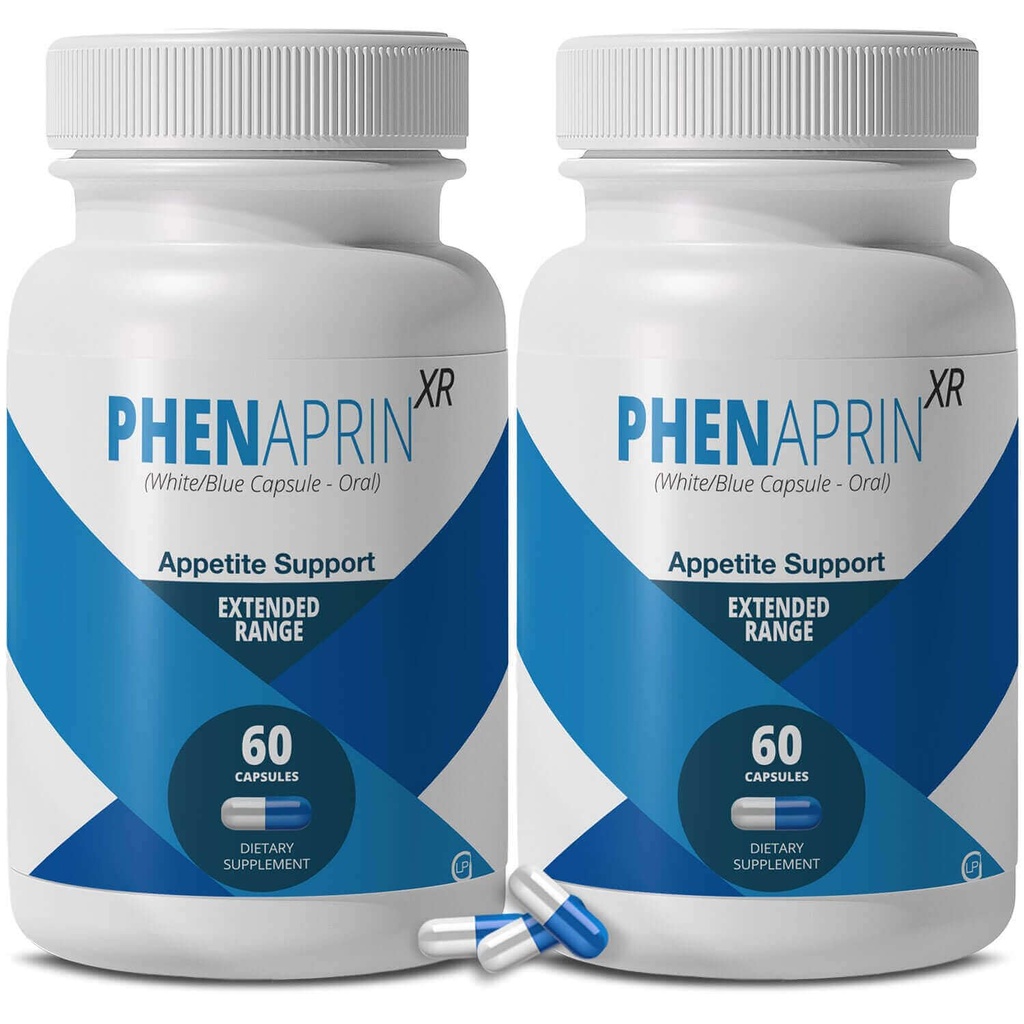 PhenAprin XR Caffeine-Free Appetite Suppressant (Pack of 2) - 120 Capsules - Glucomannan Fiber Diet Pills for Food Noise and Cravings - 60-Day Supply for Women and Men