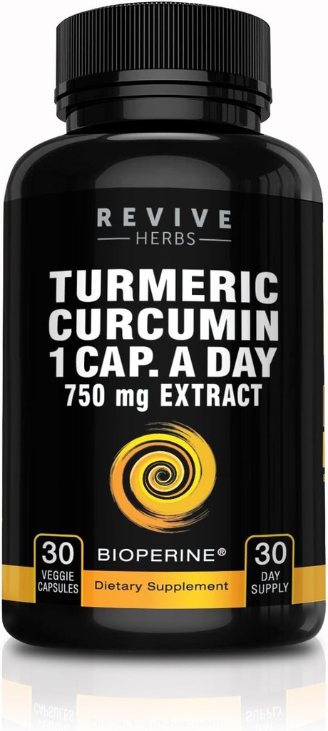 Curcumina pura Turmérica con Bioperina. Super Fuerza. One Capsule A Day. Veggie Turmeric Capsules con Pepper Negro. Soporte Conjunto Premium con Curcuminoides Estandarizados 95%.