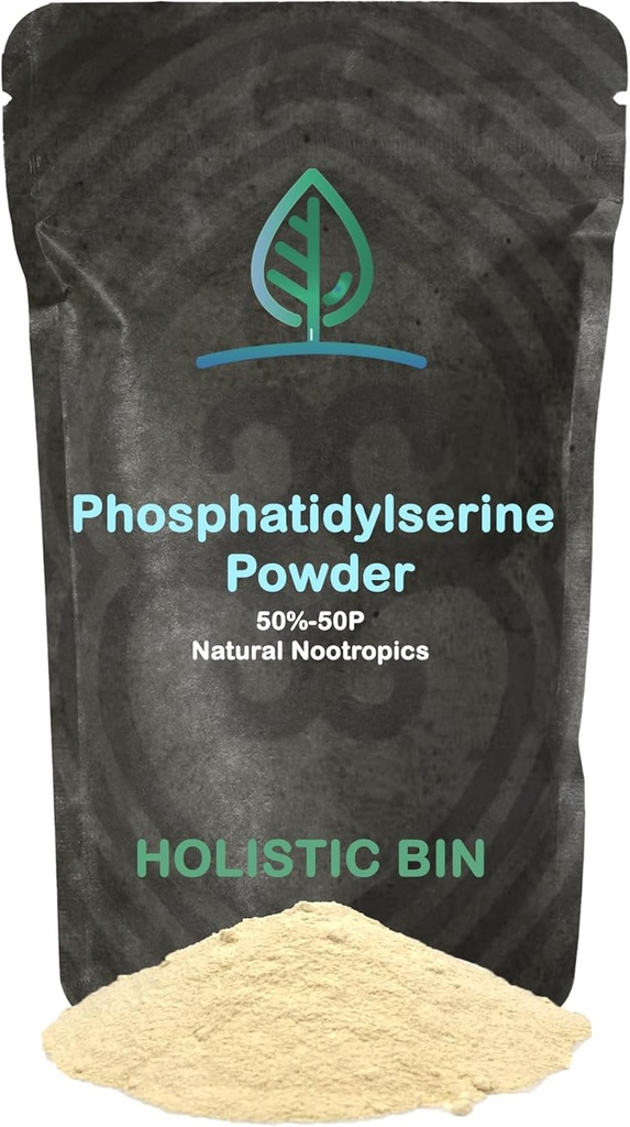 Vollständiges Bin Phosphatidylserin Pulver | Phosphatidylserin Ergänzungspulver aus Non GMO Soy Lecithin | Nootropics Gehirnunterstützungsergänzung für Speicher & Fokus
