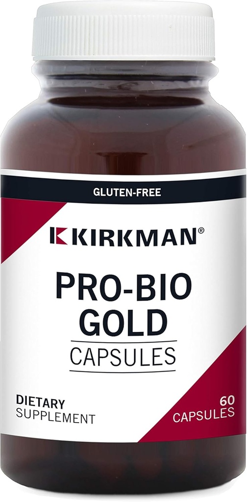 Kirkman Pro-Bio Gold - Hypoallergena || 60 vegetariska kapslar || probiotiska || Gluten/Casein Free || Stöder gastrointestinala systemets hälsa || Testad för mer än 950 miljöföroreningar