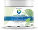 Mega Resveratrol Powder, Grado Farmacéutico, 99% Pure Micronized Trans-Resveratrol, 60 Grams Powder, Purity Certified. Excitantes libres.