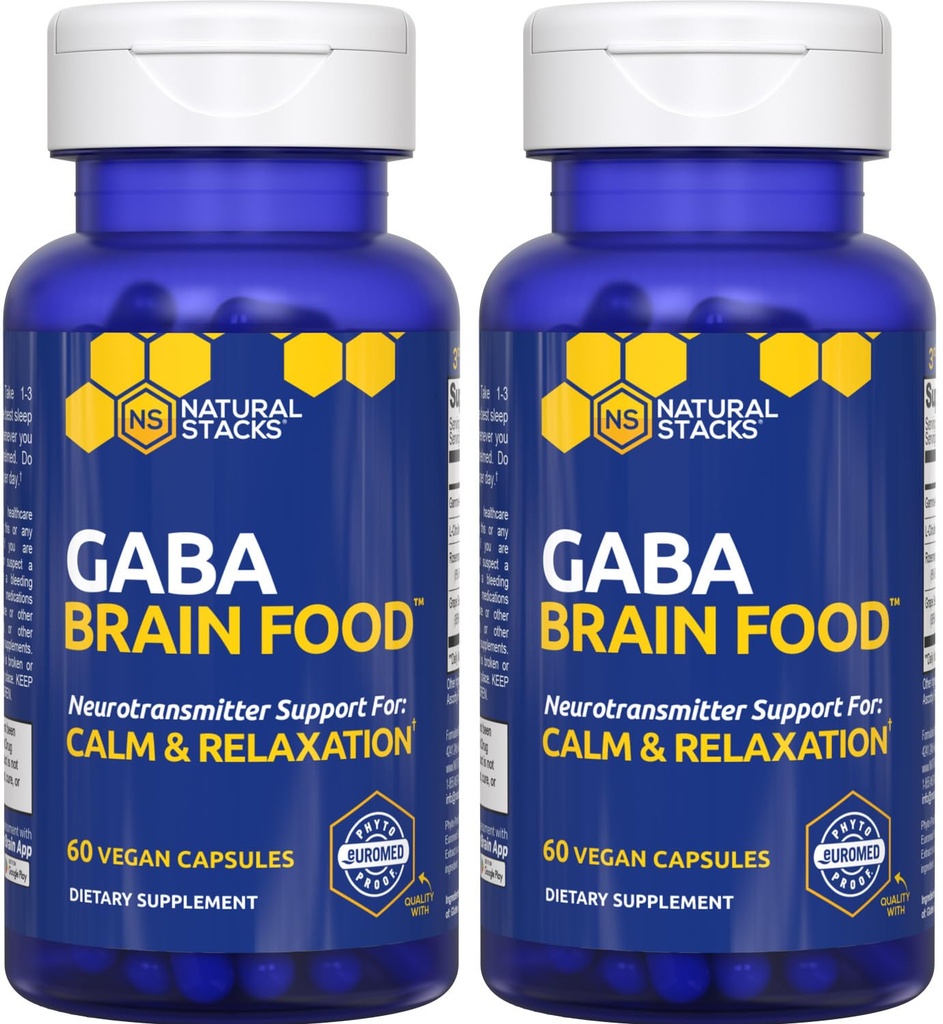 GABA Brain Food - GABA Supplement with L-Citrulline & Grape Seed Extract - Supports Calm & Relaxation - Nighttime Sleep Aid - Supports Production of Gamma Aminobutyric Acid - 120 L-Citrulline Capsules