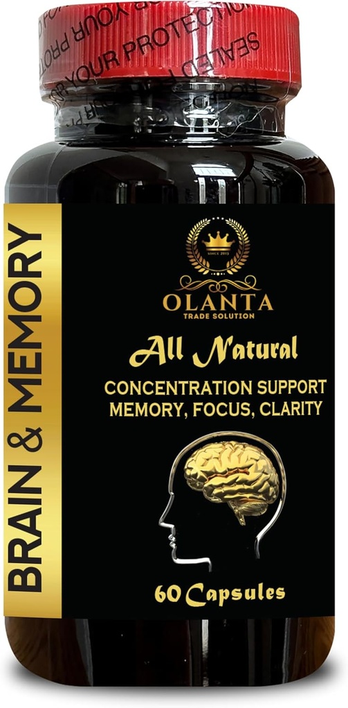 תוספי זיכרון המוח - Memory and Clarity Boost Concentration, Memory Supplement for Brain קשישים, Focus Supplementment - 1 בקבוקי 60 קפסולות