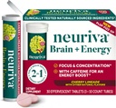 NEURIVA Cérebro + Suplemento Energético com Neurofator Clinicamente Testado Para Foco e Concentração, Vitamina B12, & 150mg de Cafeína Para Um Immediate Energy Boost, 30ct Cherry Limeade Comprimidos Efervescentes