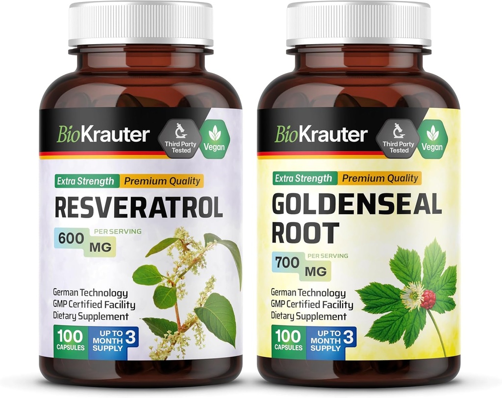 BIO KRAUTER Resveratrol 100 cápsulas e Goldenseal 100 cápsulas