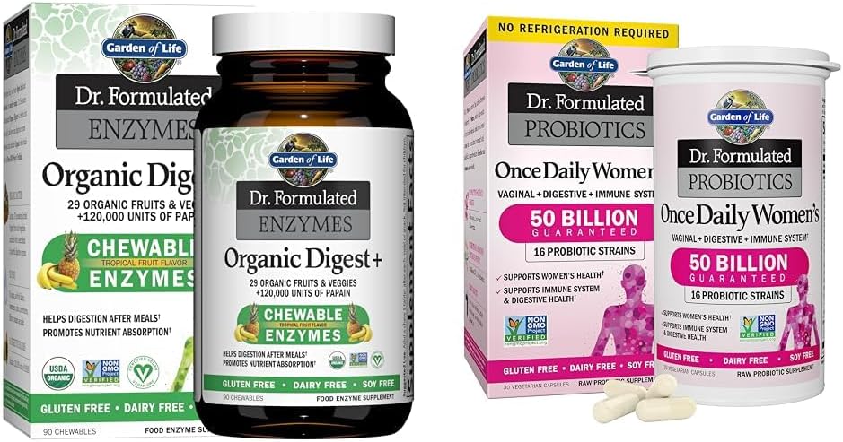 Life Dr. Formulaed Digestive Enzymes with Papain, Bromelain & Dr. Formulated Women's Probiyotiks Once Daily, 16 Strains, 50 Milyar, 30 Capsules
