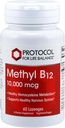 Protocolo Metil B12 10.000mcg - Vitamina B12 - Suporte Energético e Suplemento Cérebro - 60 Lozenges