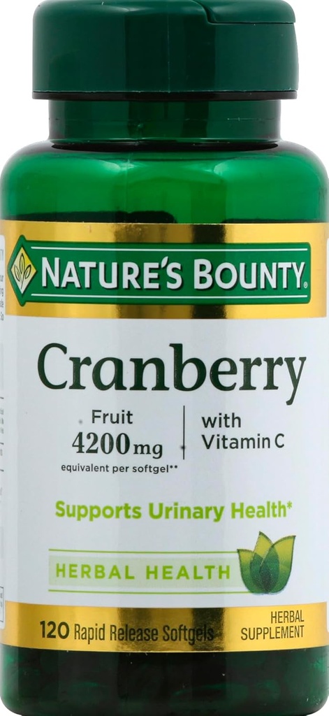 Natura's Bounty Cranberry Fruit 4200mg Plus Vitamina C, 120 Softgels (ambalaj de 1)